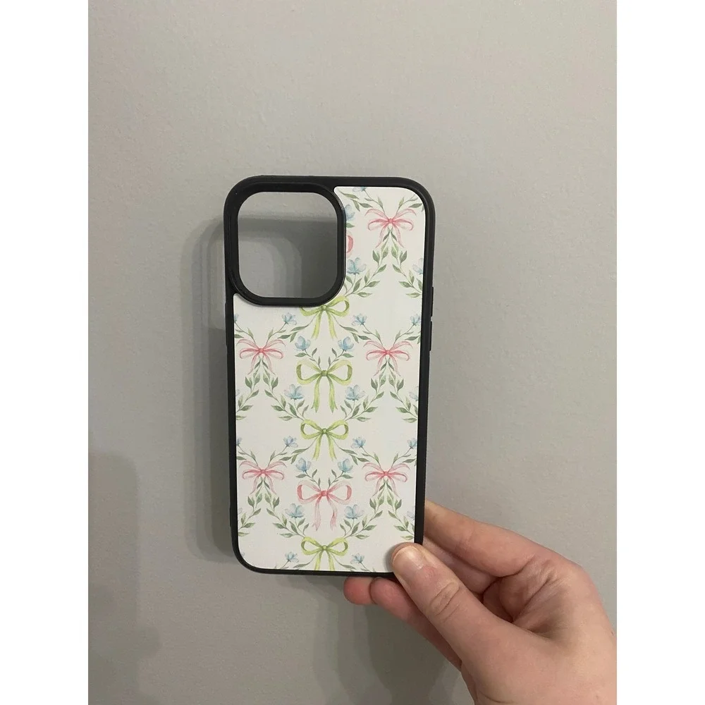 iPhone 14 Pro Max Phone‎ Case Women's Pink Green Bow Floral Coquette Aesthetic